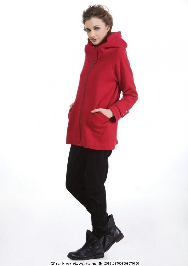 平面模特紅色服飾圖片,長發(fā)美女 大衣 冬裝 服裝模特-
